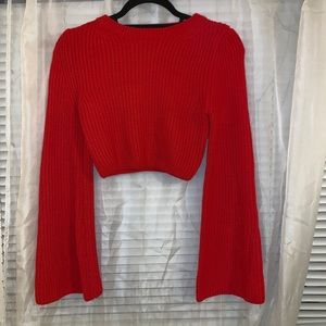 Cropped Red Knit Sweater